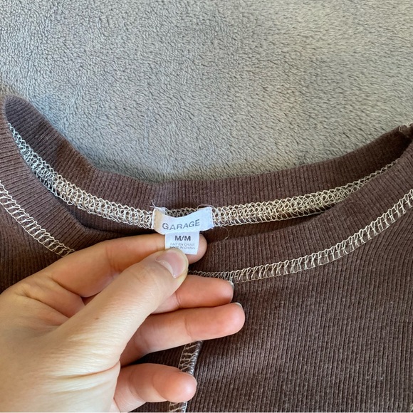 Garage brown Kylie exposed seams long sleeve top size M - Picture 7 of 8